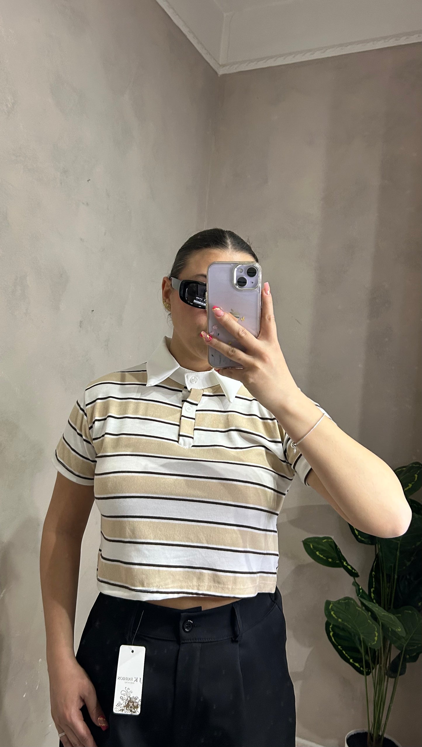 Polo Crop a Righe