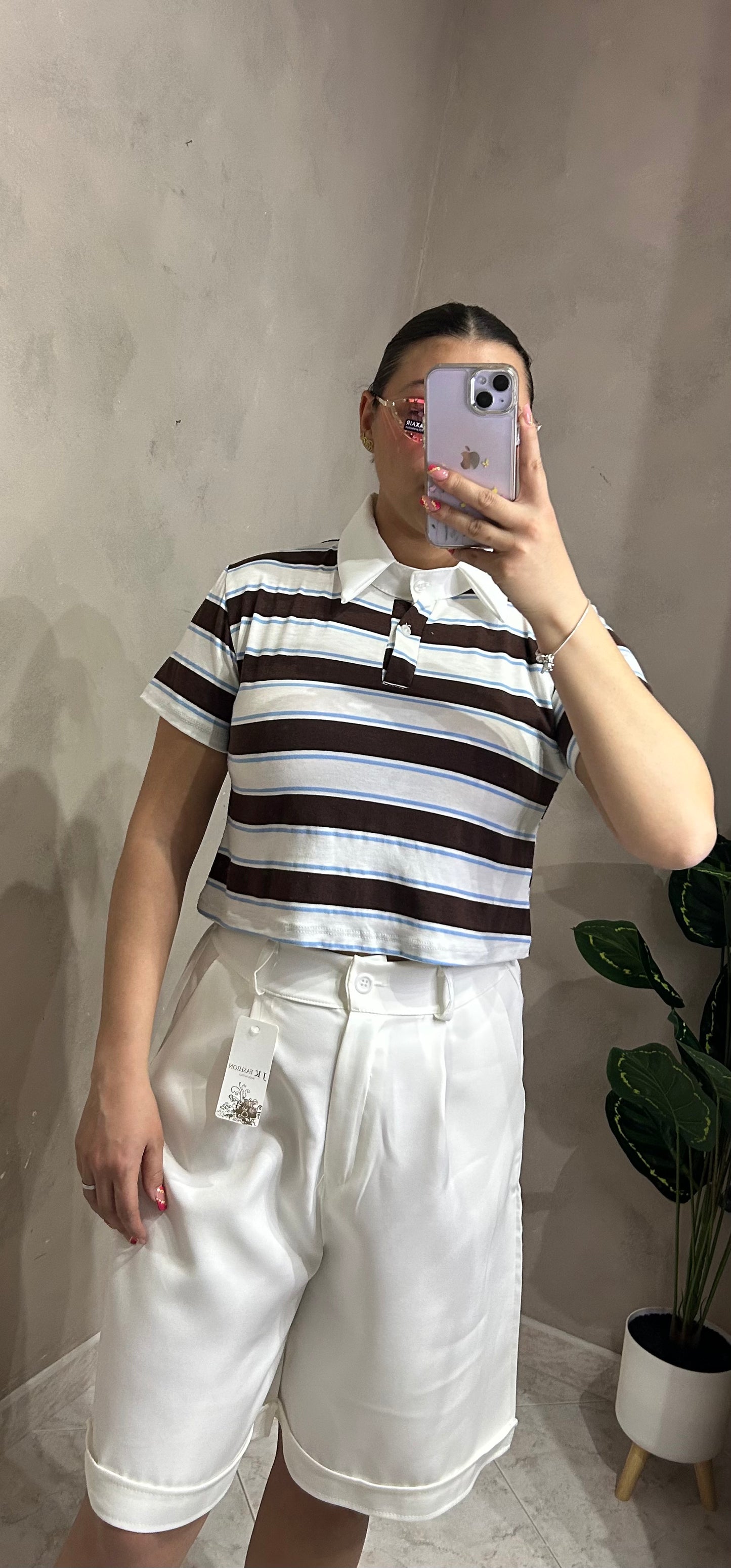 Polo Crop a Righe
