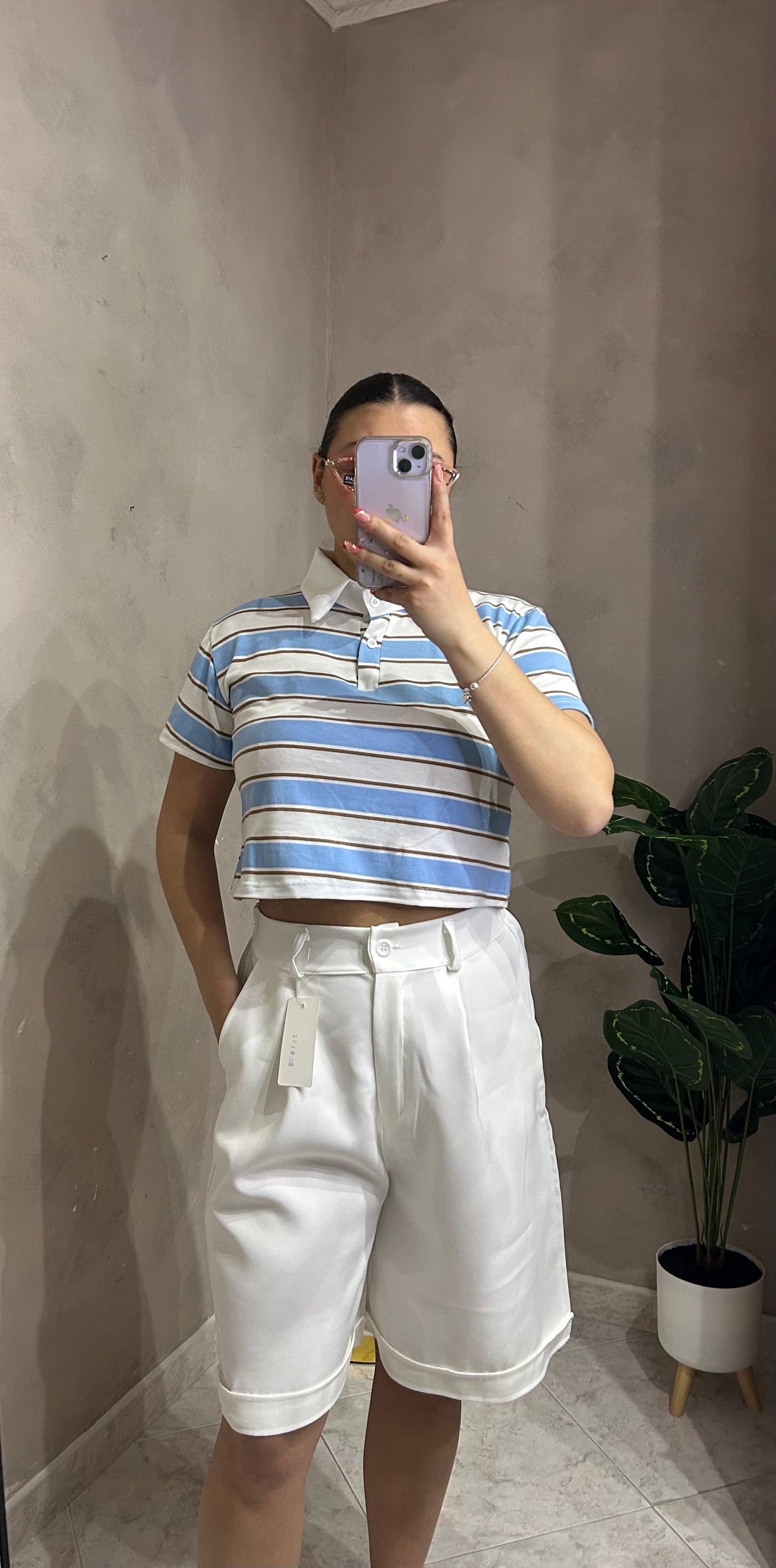 Polo Crop a Righe