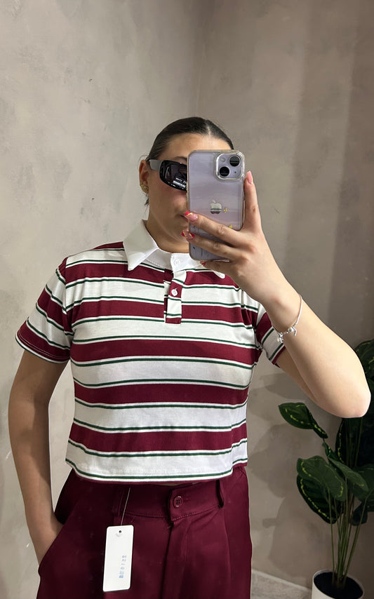 Polo Crop  a Righe