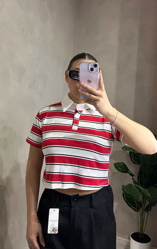 Polo Crop  a Righe