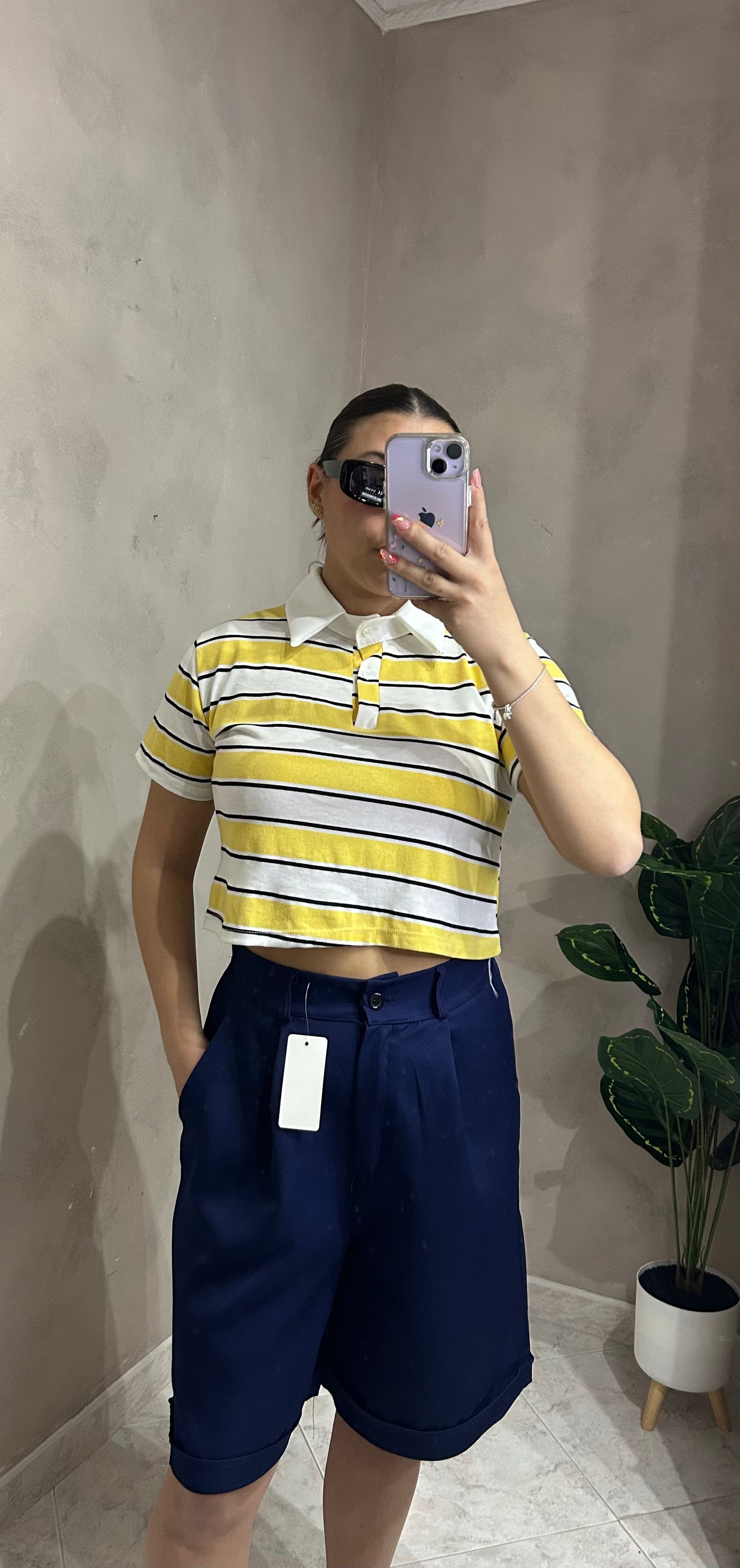 Polo Crop  a Righe